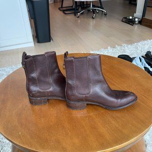 Cole Haan Brown Leather Mid Calf Pull On Booties